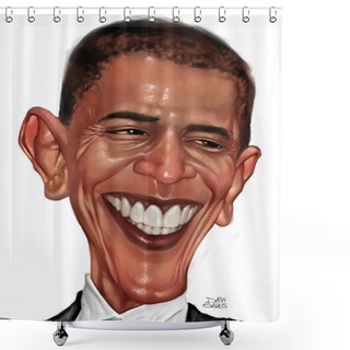 Personality  Barack Obama Caricature Shower Curtains
