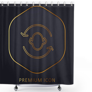 Personality  Arrows Couple Around A Head Silhouette Golden Line Premium Logo Or Icon Shower Curtains