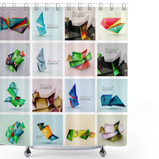 Personality  Set Of Triangle Geometric 3d Forms. Shower Curtains