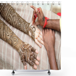 Personality  Henna Being Applied To Bride's Hand  Shower Curtains