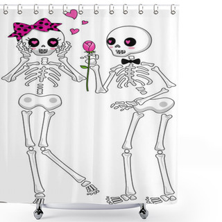 Personality  Skeleton Boy And Girl Shower Curtains