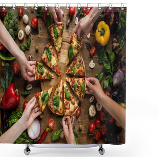 Personality  Friends Eating Pizza Shower Curtains