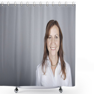 Personality  Portrait Of Middle Age Woman Shower Curtains