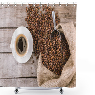 Personality  Coffee Mug Steam And Beans Shower Curtains