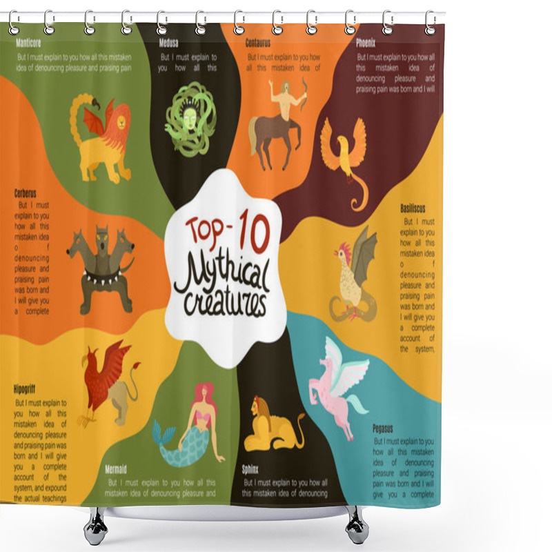 Personality  Mythical Creatures Infographics Shower Curtains