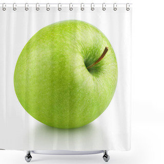 Personality  Ripe Green Apple Fruit Isolated On White Shower Curtains