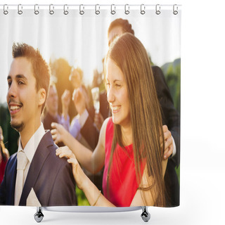 Personality  Wedding Guests Dancing And Having Fun Shower Curtains