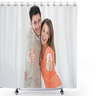 Personality  Couple Showing Thumbs Up Shower Curtains