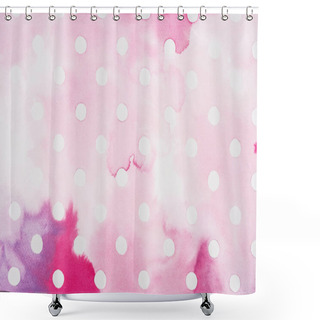 Personality  Set Of White Circles On Pink And Burgundy Watercolor Surface Shower Curtains
