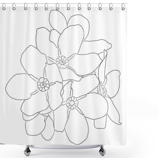 Personality  Hand Drawn Ink Line Drawing Of Forget-me-not Flowers On A White Background  Shower Curtains