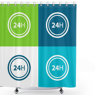 Personality  24 Hours Flat Four Color Minimal Icon Set Shower Curtains