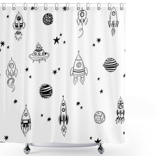 Personality  Space Doodle Background Shower Curtains