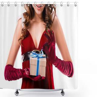 Personality  Girl Holding Present Shower Curtains