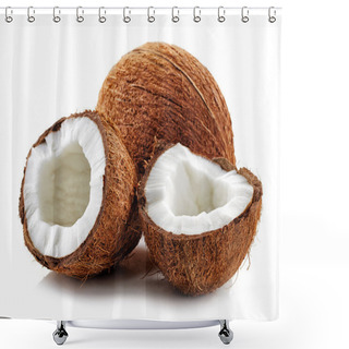 Personality  Coconut On A White Background Shower Curtains