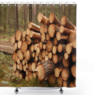 Personality  At A Logging Site Shower Curtains