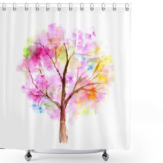 Personality  Watercolor Tree Shower Curtains