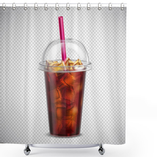 Personality  Cola With Ice Realistic Transparent Shower Curtains