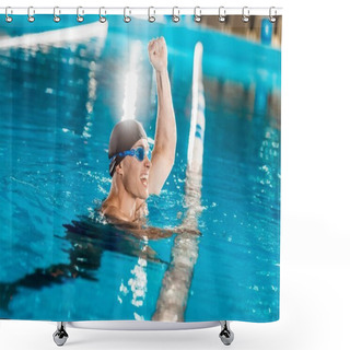 Personality  Swimmer In Competition Swimming Pool Shower Curtains