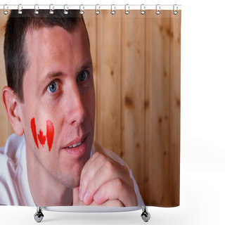 Personality  Canadian Flag On The Face Of Young Man Shower Curtains