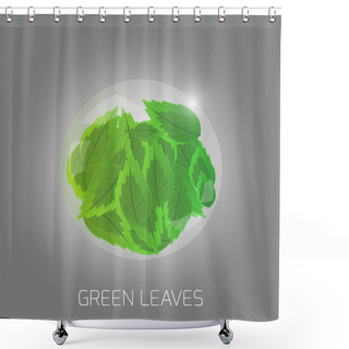 Personality  Illustration Of Green Leaves Shower Curtains