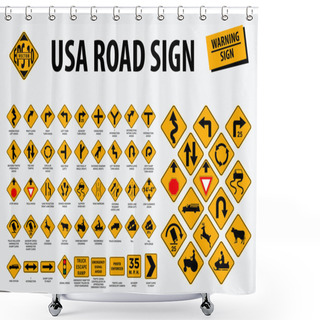 Personality  Usa Road Sign - Warning Sign. Easy To Modify Shower Curtains