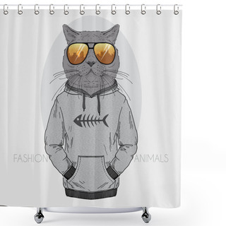 Personality  Dressed Up Cat, In Colors Shower Curtains