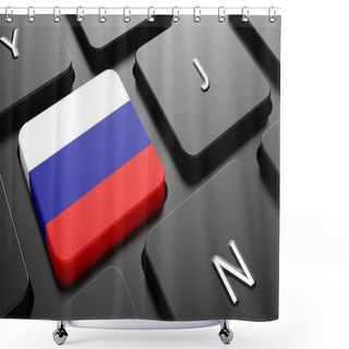 Personality  Russia - Flag On Button Of Black Keyboard. Shower Curtains