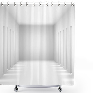 Personality  Abstract White Simple Empty Room Highlights Future. Architectural Background Use Us Backdrop. 3D Illustration And Rendering Shower Curtains