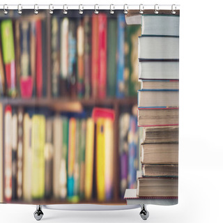 Personality  Stack Of Books In Library  Shower Curtains