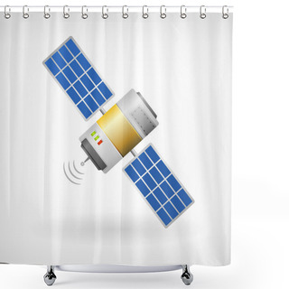 Personality  Isolated Communication Satellite Icon With Solar Cells Shower Curtains
