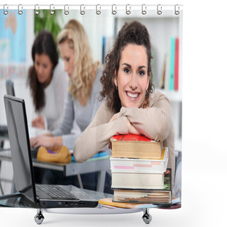 Personality  Female Students In Class Shower Curtains