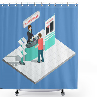 Personality  Exhibition Promotion Stands Isometric Composition Shower Curtains