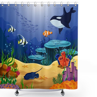Personality  Ocean Or Sea Fish, Killer Whale And Stingray Shower Curtains