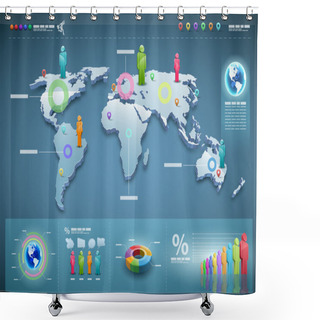 Personality  Vector World Infographics Set. Shower Curtains