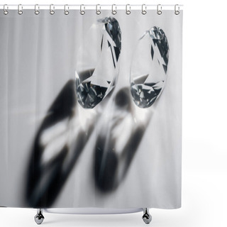 Personality  Shiny Clear Diamonds With Shadows On Grey Background Shower Curtains