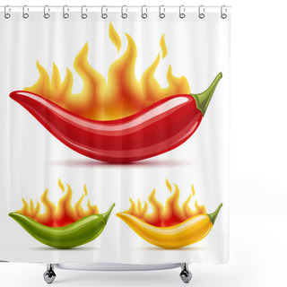 Personality  Green, Yellow And Red Hot Chili Peppers Shower Curtains
