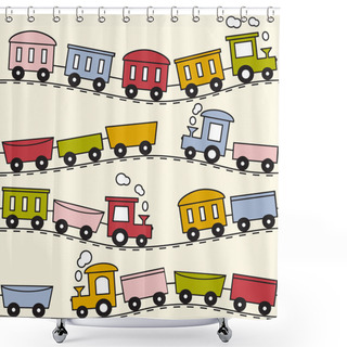 Personality  Train And Rails - Seamless Pattern Shower Curtains