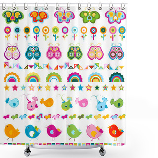 Personality  Cute Borders With Colorful Elements Shower Curtains