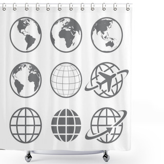 Personality  Earth Globe Icon Set Shower Curtains