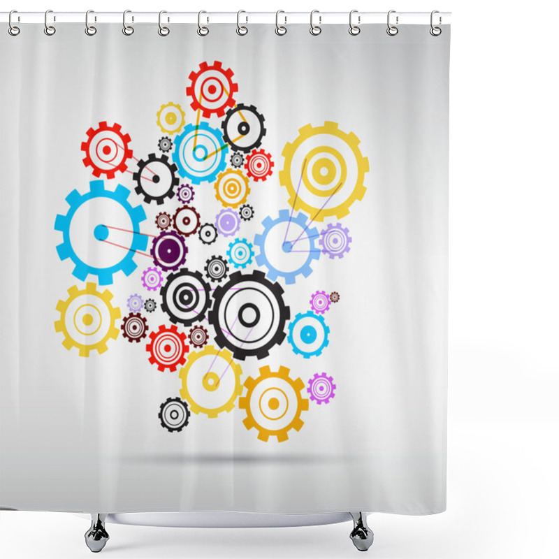 Personality  Abstract colorful cogs shower curtains