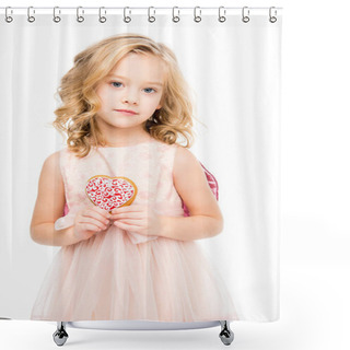 Personality  Girl Holding Heart Shaped Cookie    Shower Curtains