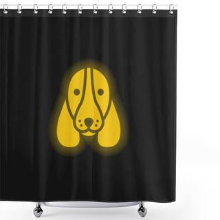 Personality  Basset Hound Dog Head Yellow Glowing Neon Icon Shower Curtains