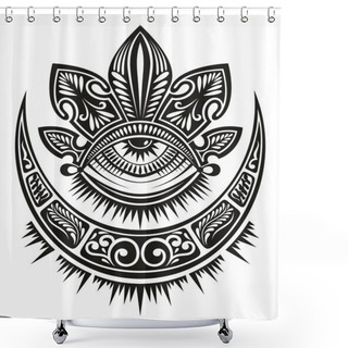 Personality  Mystic Boho Logo, Design Elements With Moon Shower Curtains