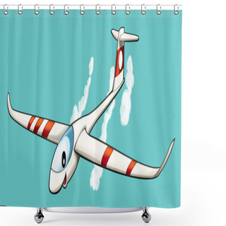 Personality  Cartoon Plane - Glider Shower Curtains