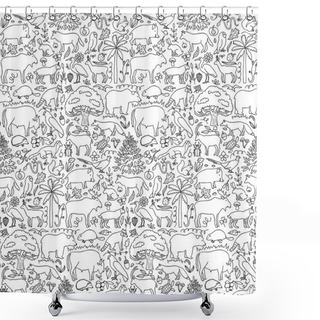 Personality  Hand Drawn Europe Seamless Pattern Shower Curtains