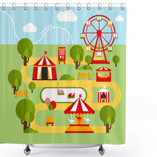 Personality  Amusement Park Infographic Elements Shower Curtains