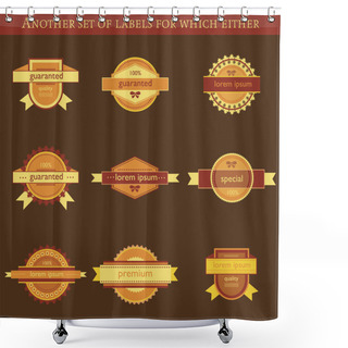 Personality  Retro Vector Labels And Badges On Brown Background Shower Curtains