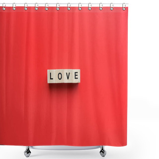 Personality  Wooden Cubes With Love Sign Shower Curtains