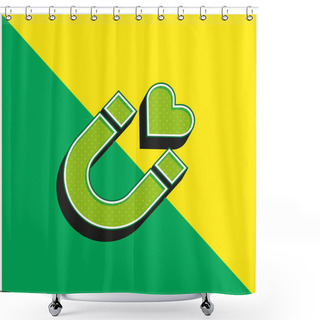 Personality  Attraction Green And Yellow Modern 3d Vector Icon Logo Shower Curtains