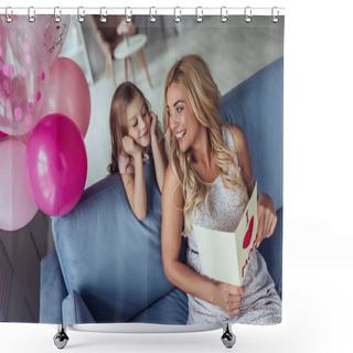 Personality  Mom And Daughter At Home Shower Curtains